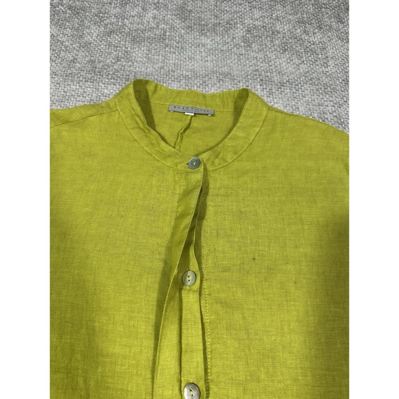 Bryn Walker Dress Womens XL Green Linen Button Front Lagenlook Tunic Oversized - Picture 5 of 11